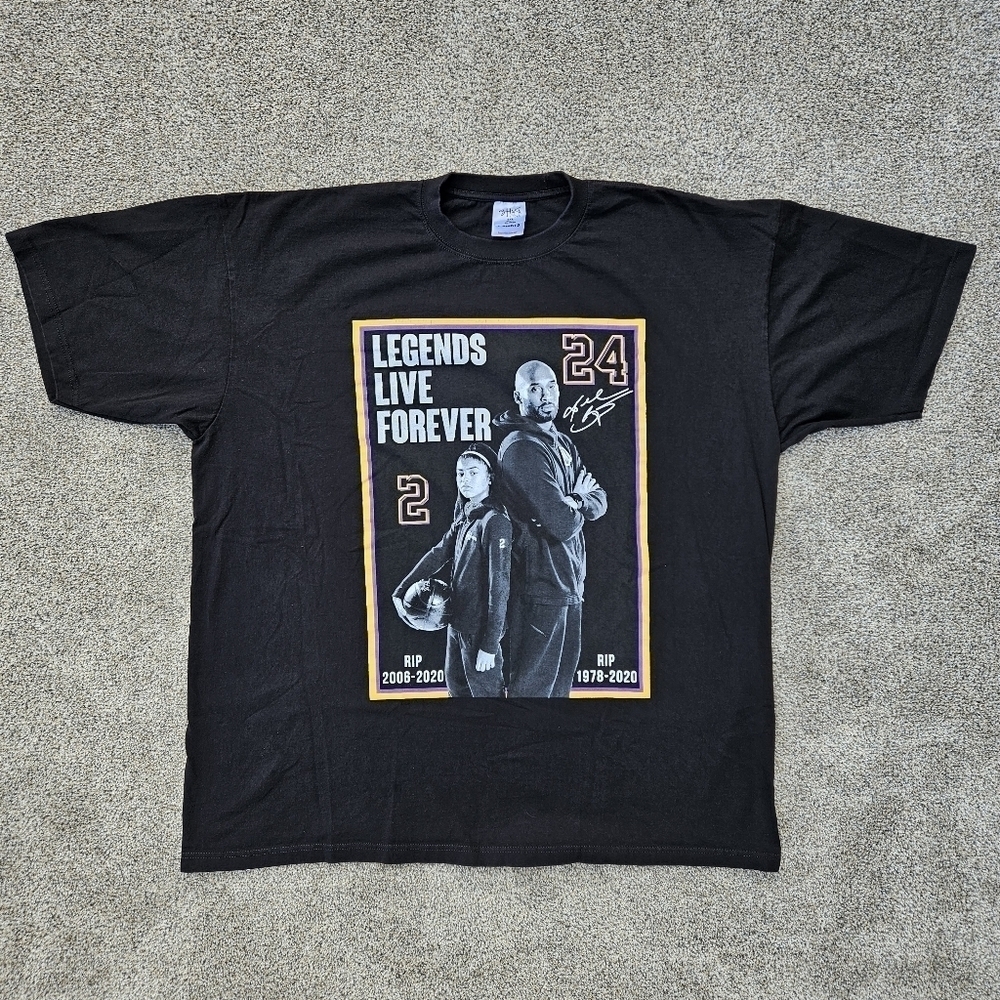 Shaka Wear Kobe Bryant #24 Legends Live Forever Heavy Duty T Shirt Men's Size 4X